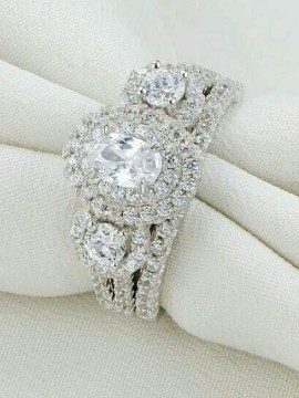 Vintage pearl design/Engagement and wedding/proposal ring for her/Pair ring