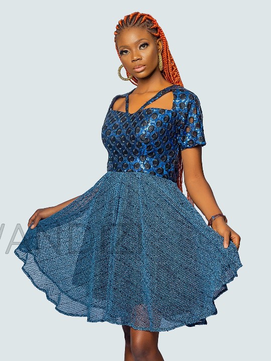 Sequinned Net Corset Dress, Evening Dress