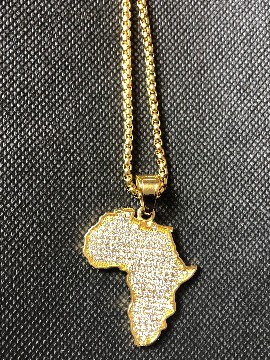 Diamond african map necklace