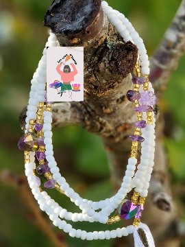 Baya white with purple stones