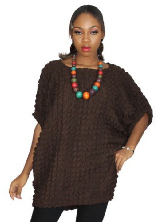 Poncho Style Bubble Blouse, Womens Clothing