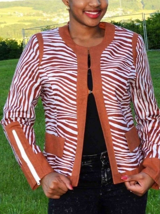 Belle veste en tissu imprimé africain en lin