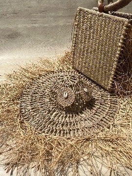 Boucles d'oreilles en rotin, sac à main, ensemble chapeau raphia
