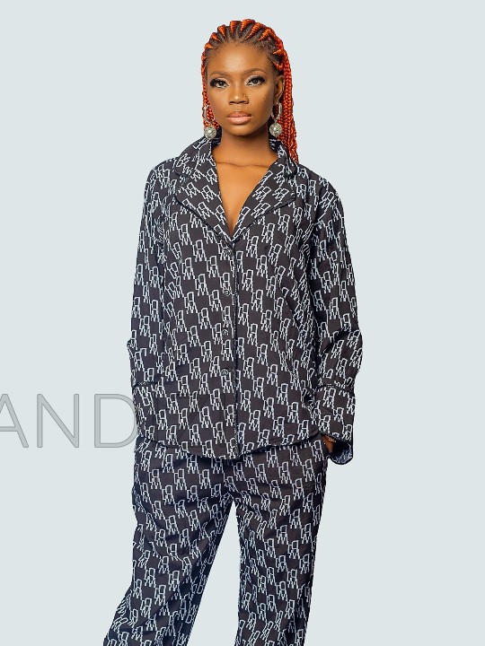 African Print Wide Cut Pants With Botton Down Shirt, African Print Palazzo Pants.