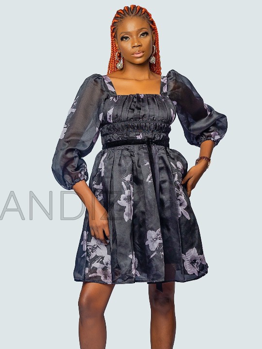 Organza Pleated Dress, African Clothing For women, Organza Dress
