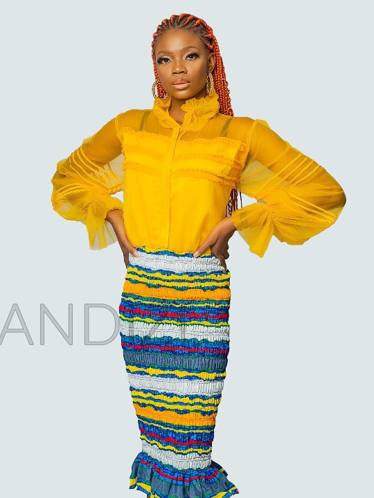 African Print Ankara and Chiffon Mix Smocked Dress, Ankara Dress, African Clothing
