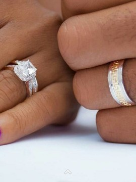 Ensemble de bagues en or blanc 14 carats vintage/mariage et bague de fiançailles/bague cadeau