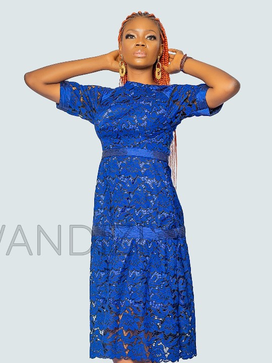 Blue Lace Dress, African Clothing, Lace Dress